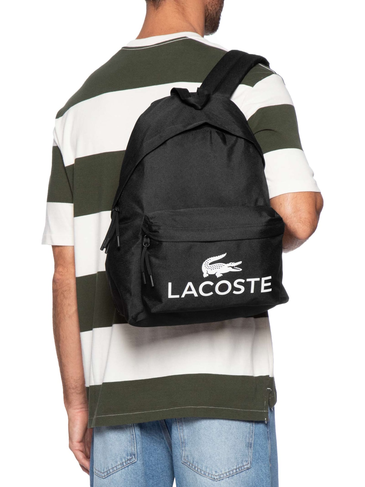 mochila lacoste preta