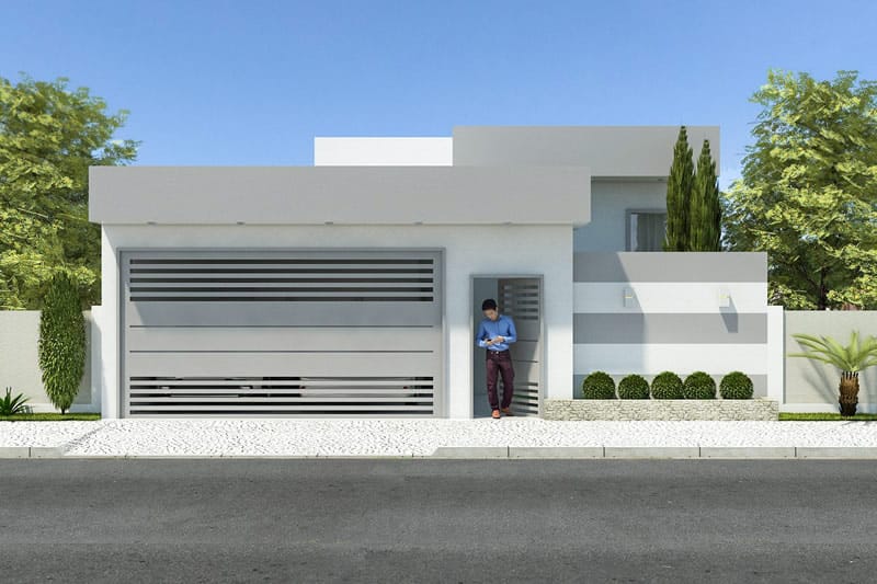 fachada de casa moderna térrea