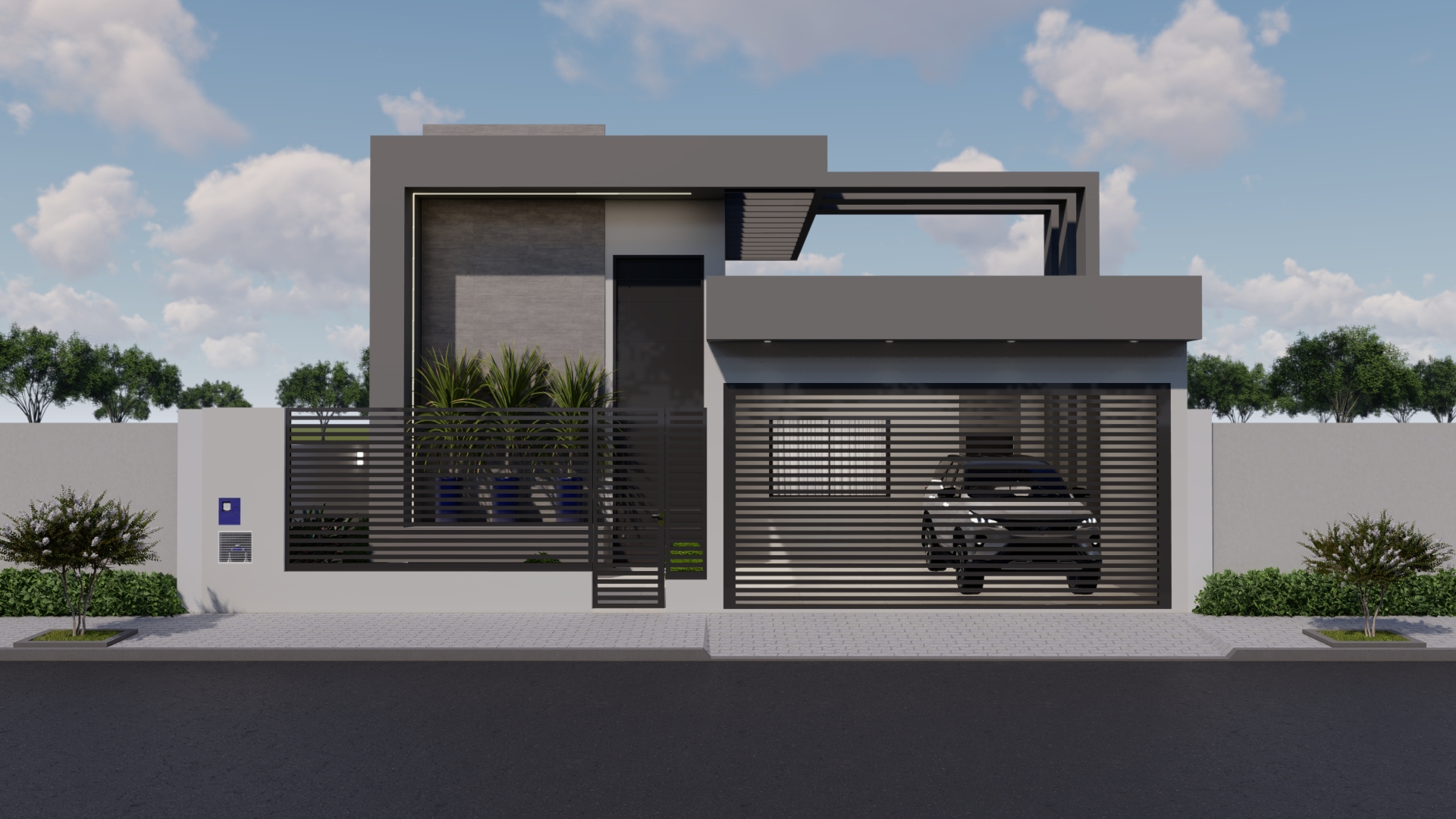 fachada de casa moderna térrea