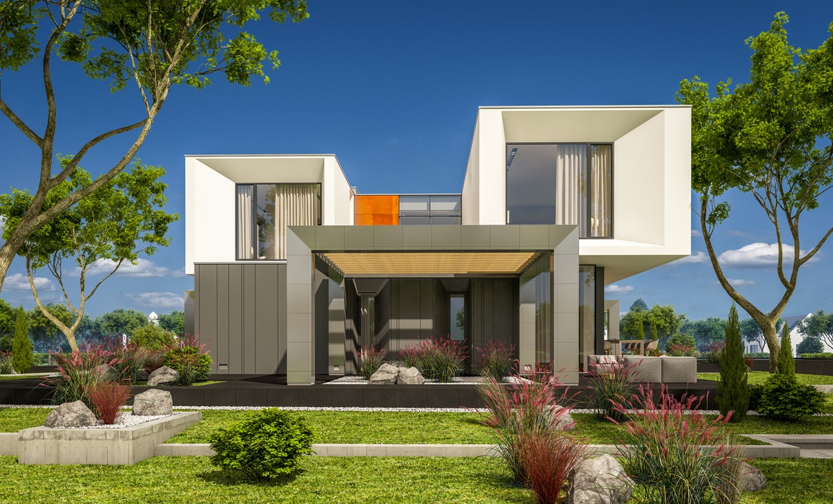 fachada de casa moderna pequena