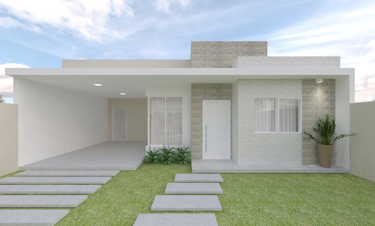 fachada de casa moderna com varanda
