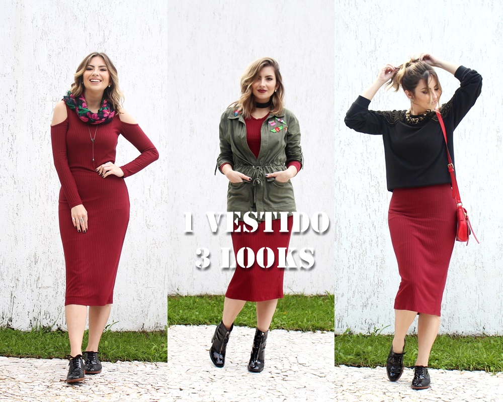 vestido midi com decote V