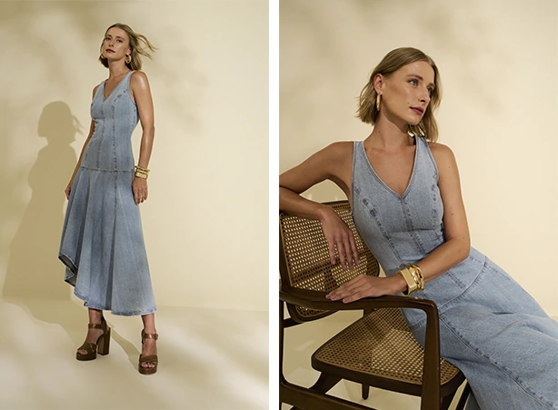vestido midi de tricô