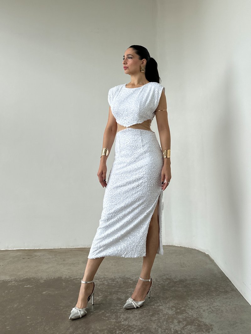 vestido midi liso