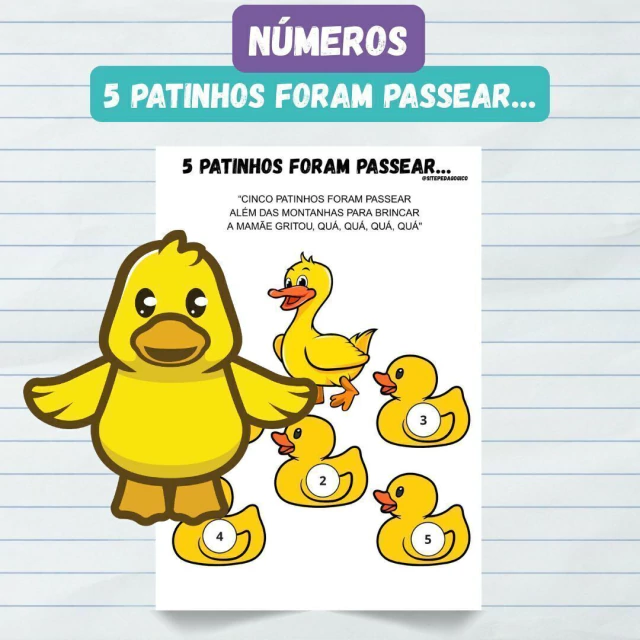 Ideias de atividades lúdicas com a música 'Os 5 Patinhos'