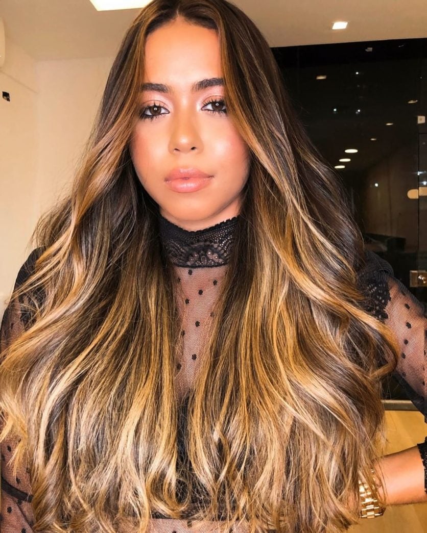 morena iluminada cabelo preto