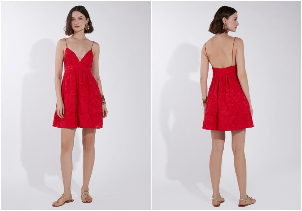 vestido vermelho de seda