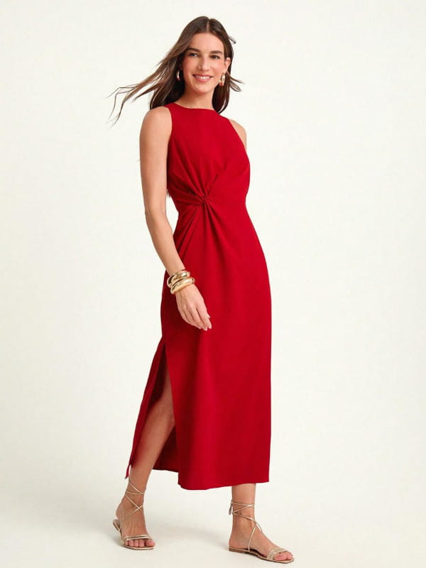 vestido vermelho casual