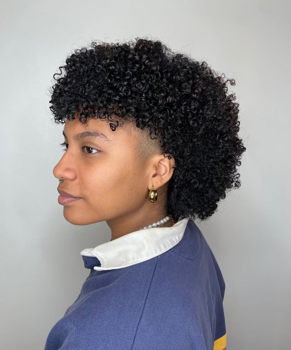 mullet cabelo cacheado feminino