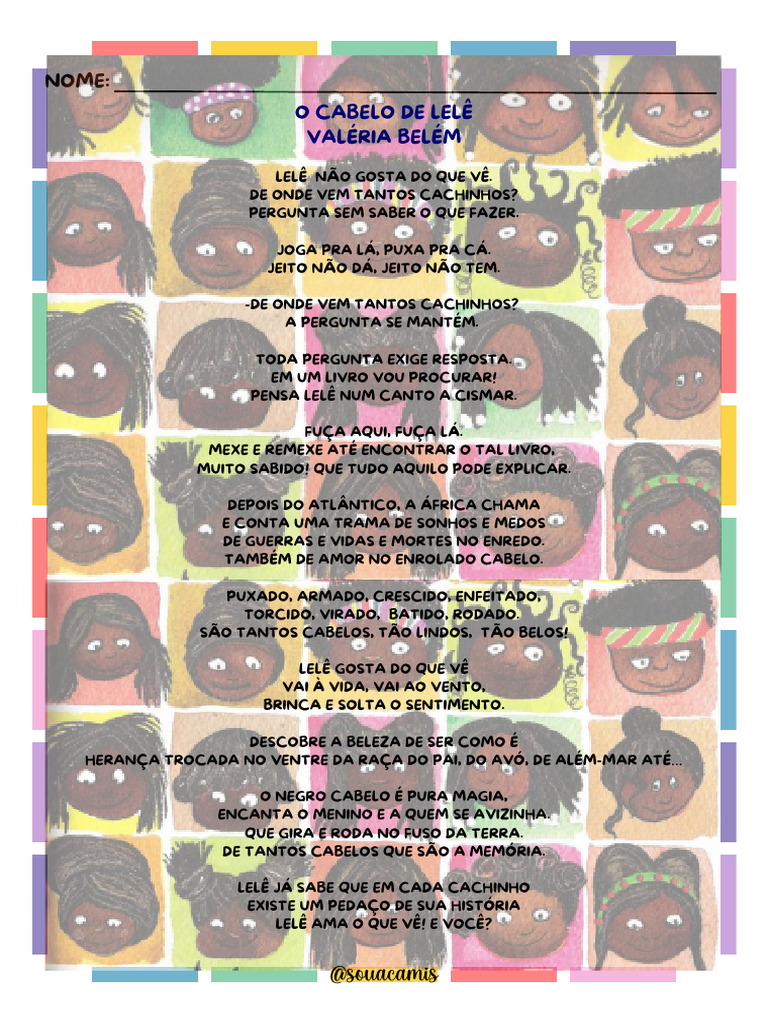5 atividades criativas com o livro 'O Cabelo de Lelê' para a educação infantil