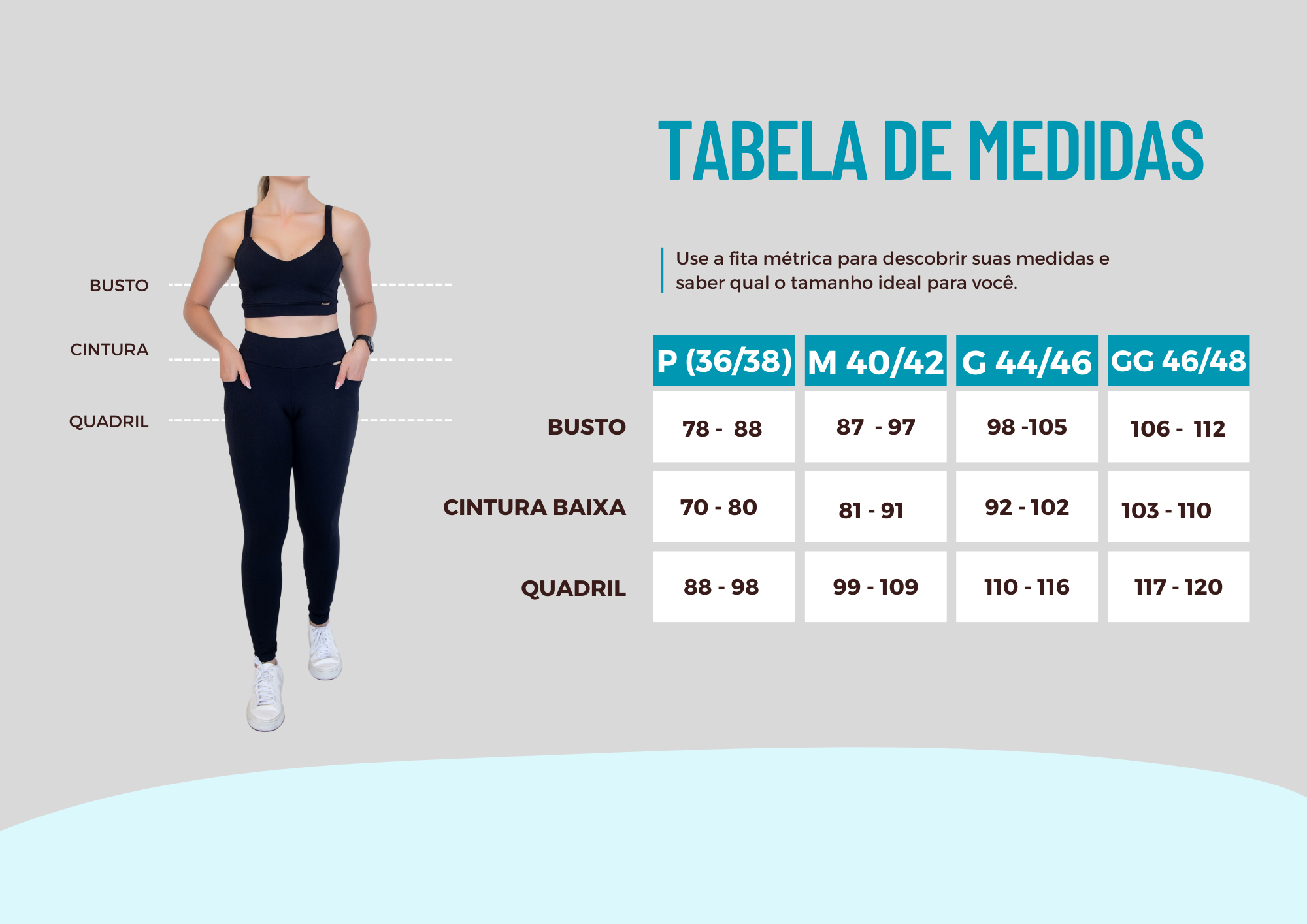 medida do quadril para roupa