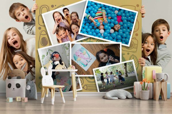 Painel de fotos sem moldura
