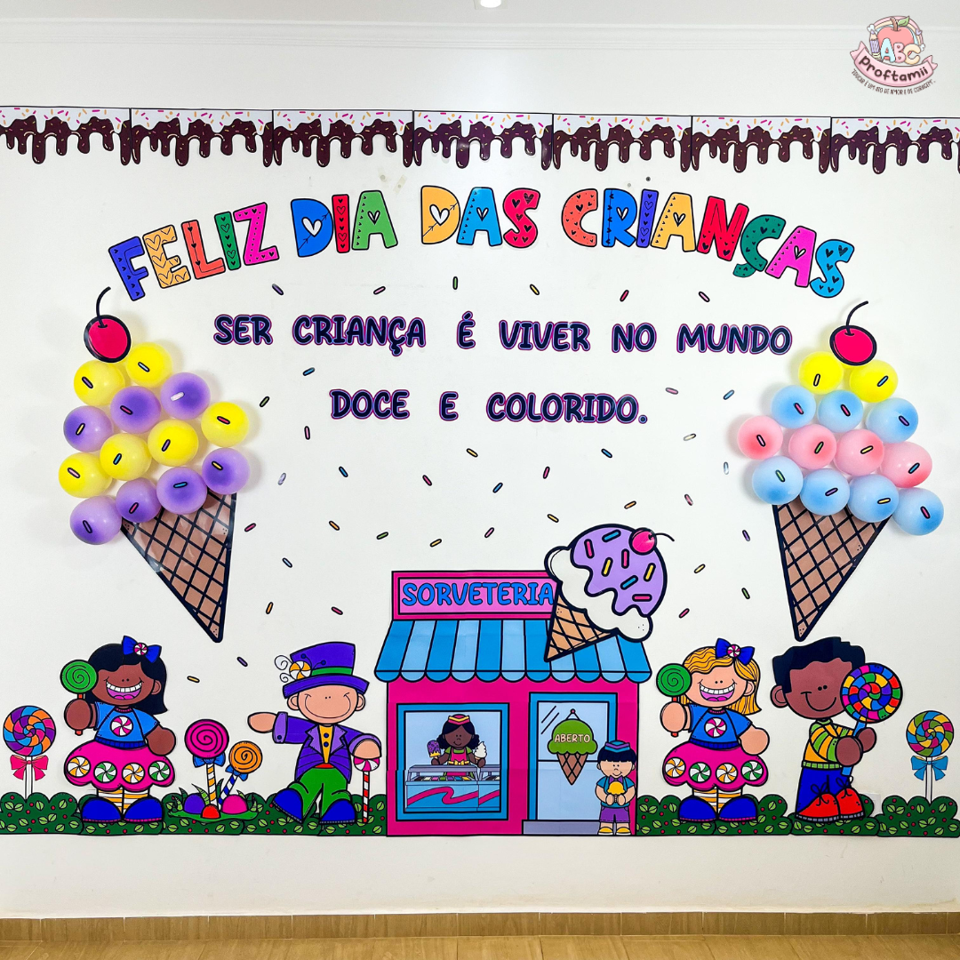 painel dia das crianças tecido sublimado