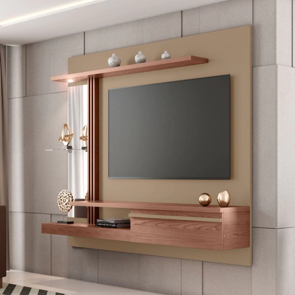 Painel de sala com acabamento mármore