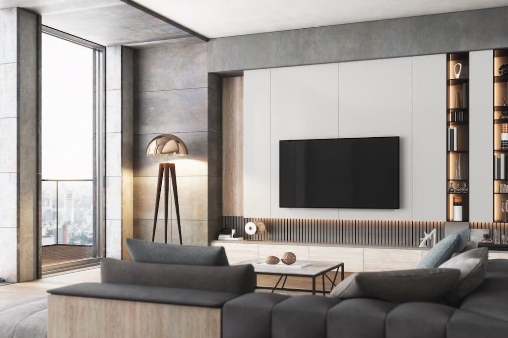 Painel de TV com rack flutuante