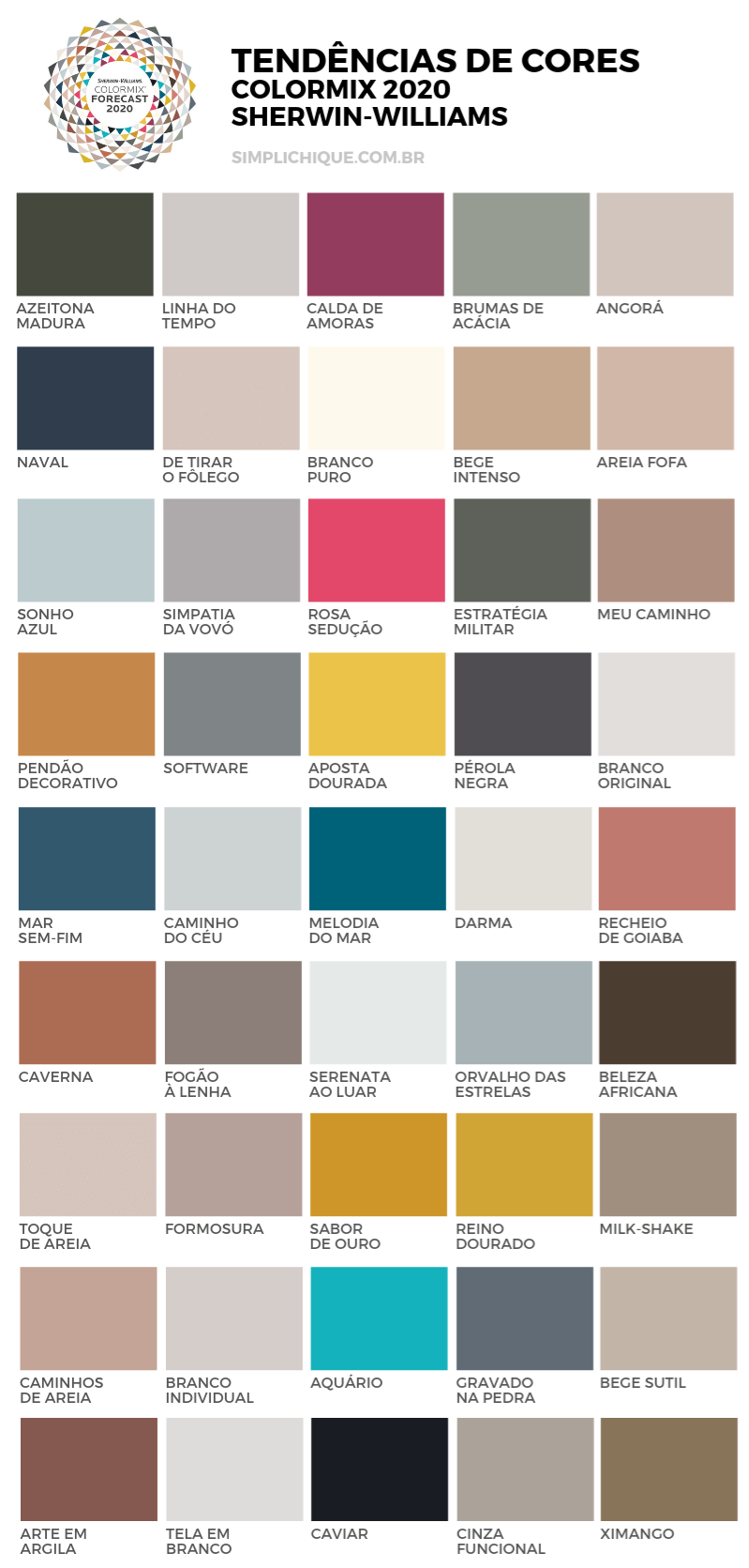 paleta de cores para quarto
