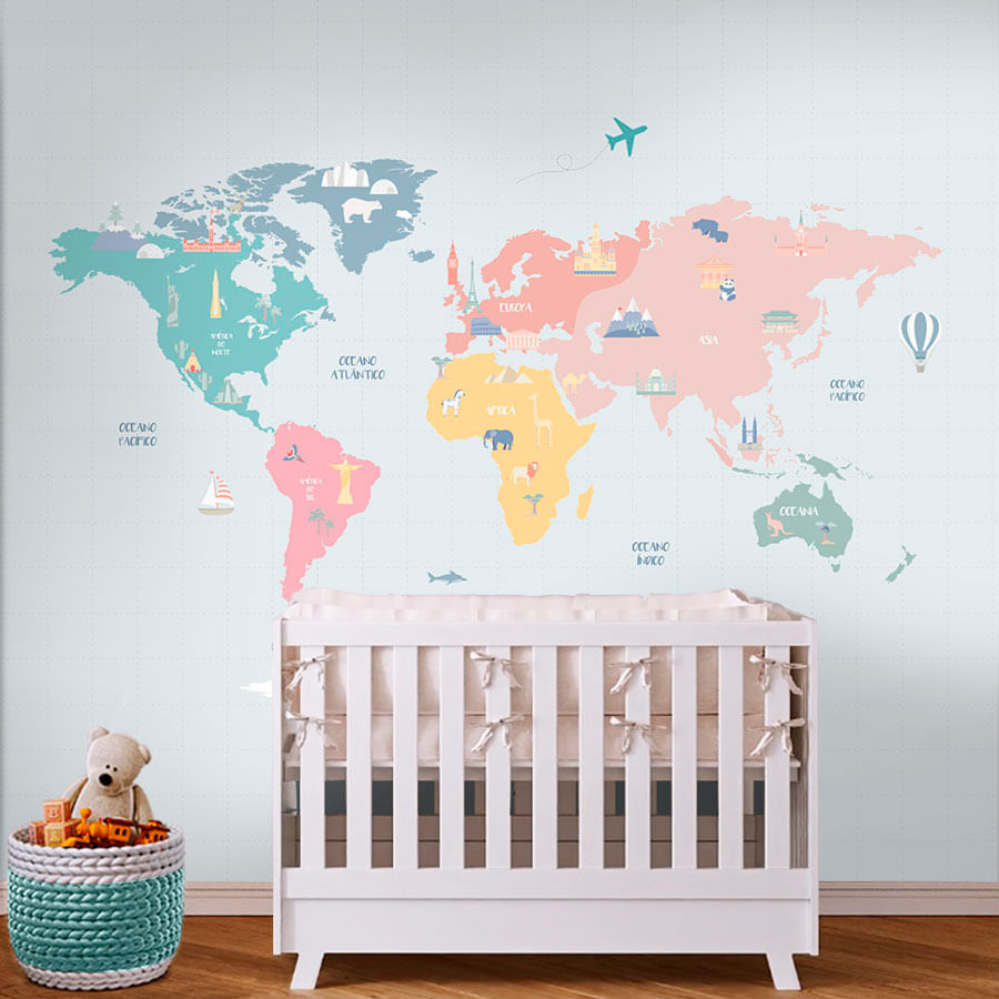 papel de parede mapa mundi com detalhes dourados