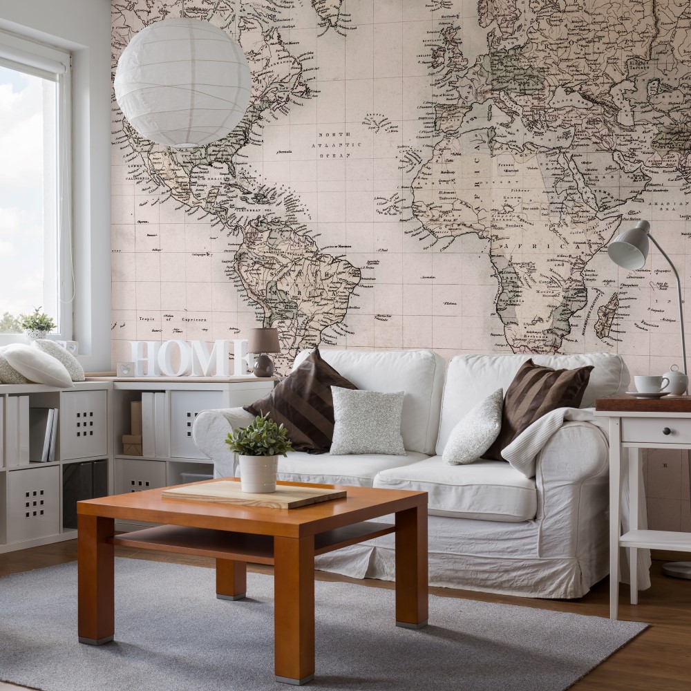 papel de parede mapa mundi minimalista