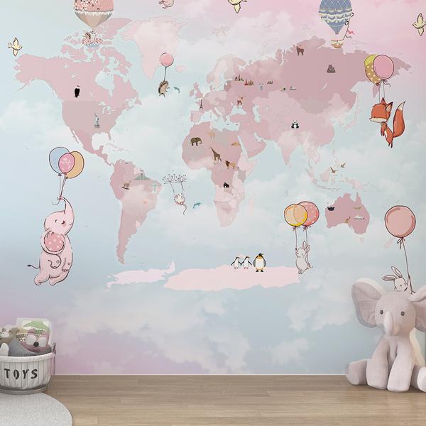 papel de parede mapa mundi para sala
