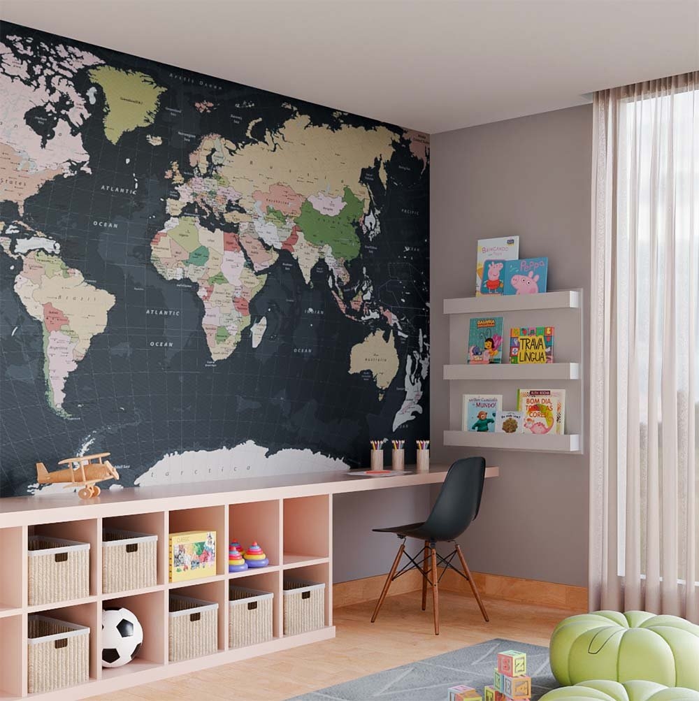 papel de parede mapa mundi colorido