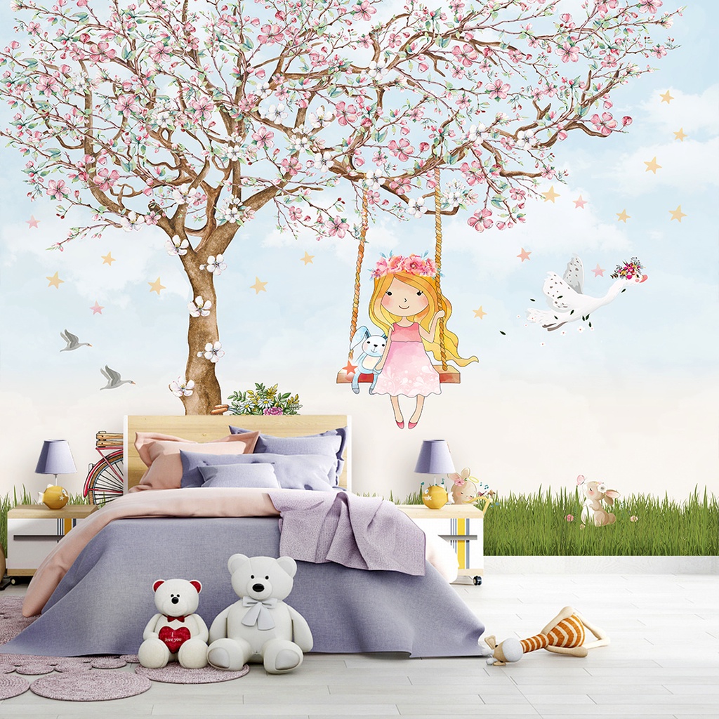 papel de parede quarto feminino com tons pastéis