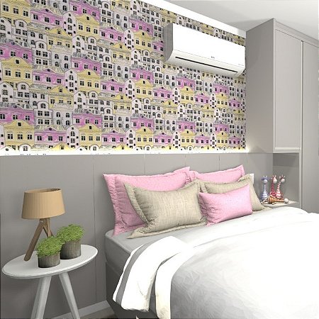 papel de parede quarto feminino com estampa abstrata
