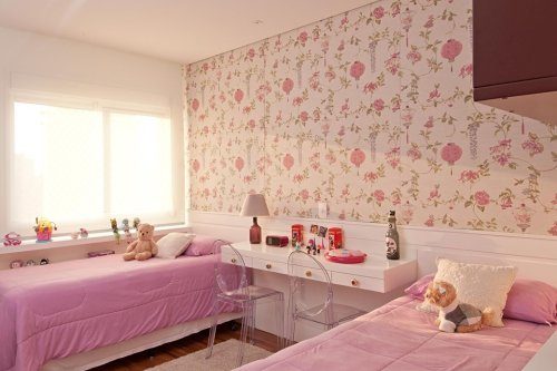 papel de parede quarto feminino com estampa de paris