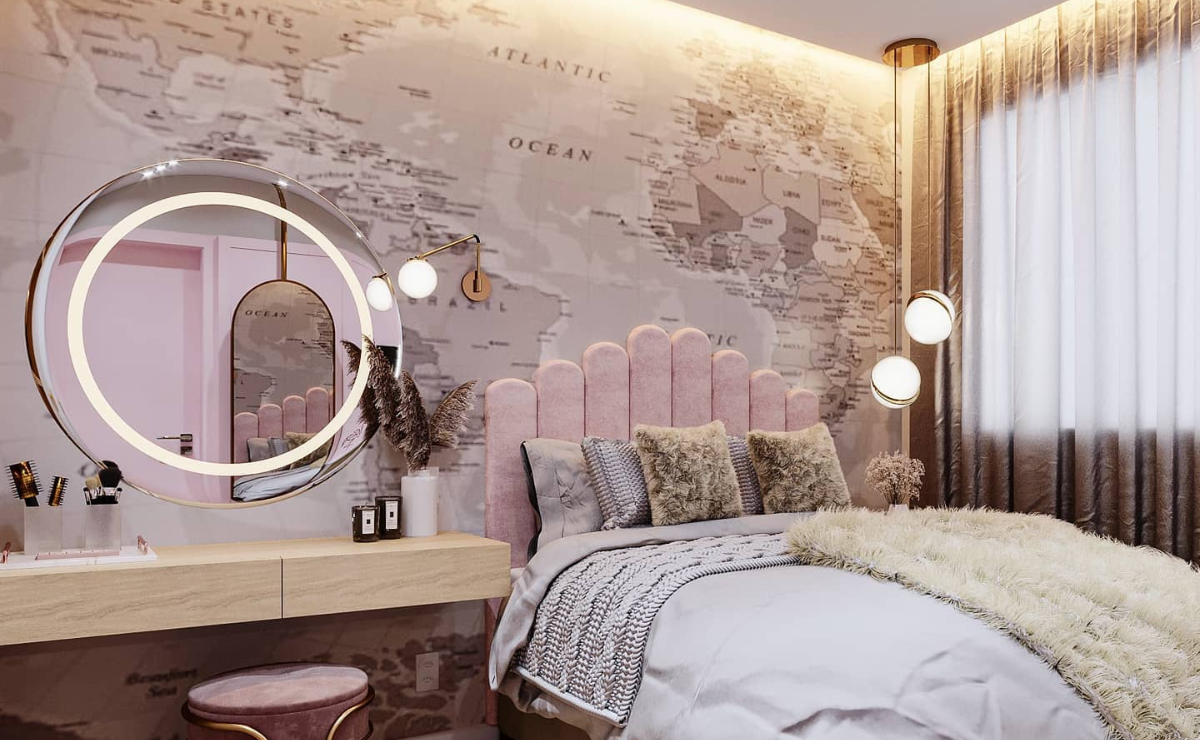 papel de parede quarto feminino floral