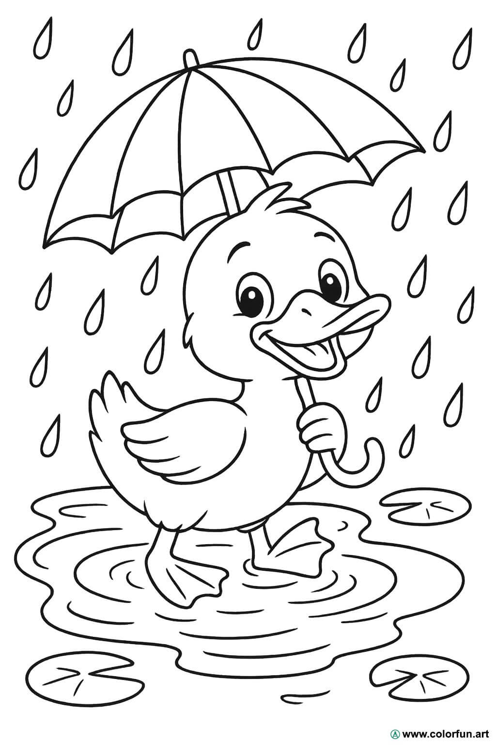 pato em preto e branco para colorir