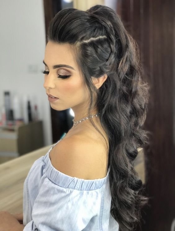 penteado cabelo longo topete