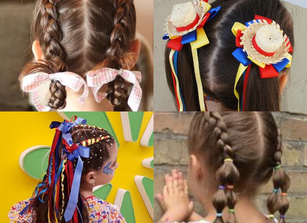 penteado festa junina com fita