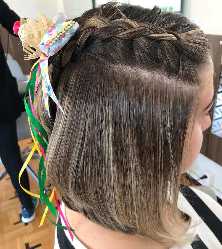 penteado festa junina cabelo curto trança