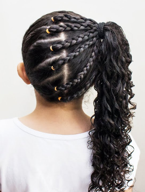 penteado infantil solto com laço