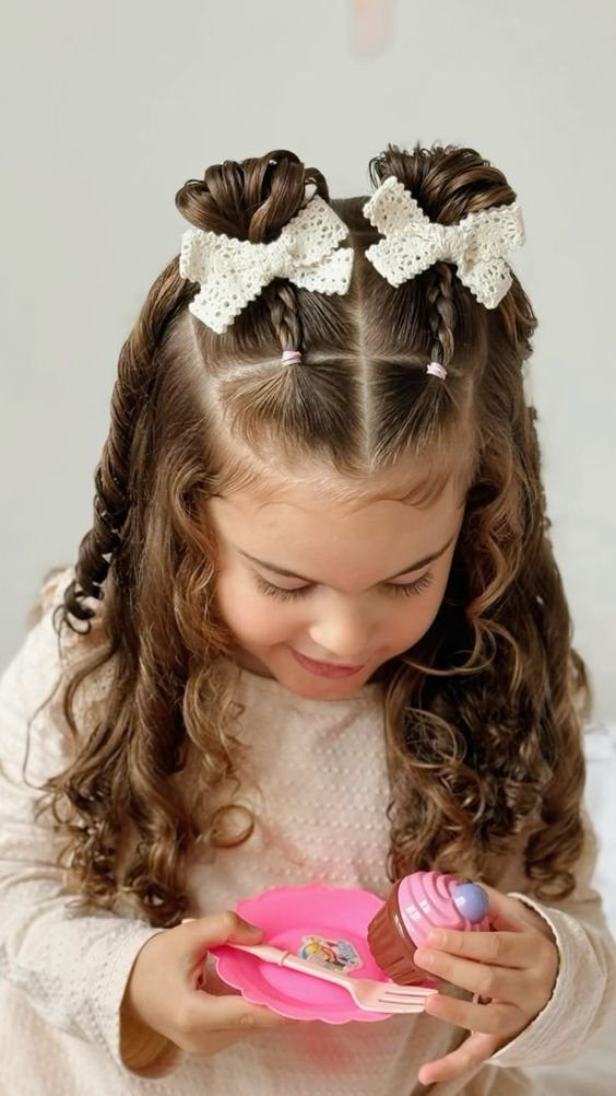 penteado infantil solto para formatura