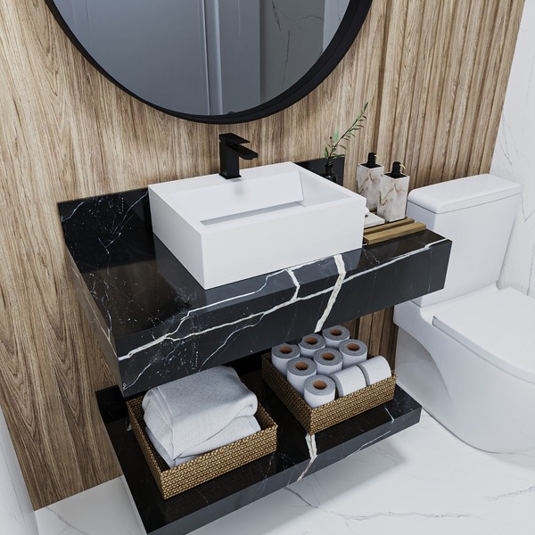 Bancada de porcelanato para banheiro