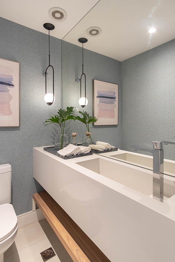 Pia de banheiro de porcelanato slim