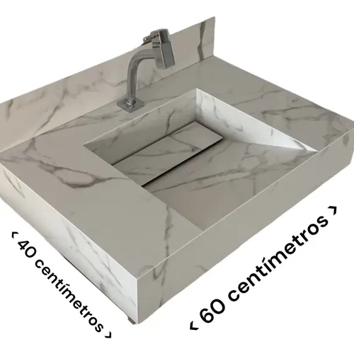 Pia de banheiro de porcelanato branco