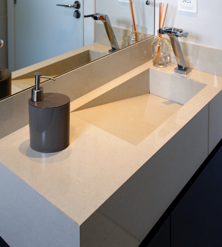 Bancada de porcelanato para banheiro