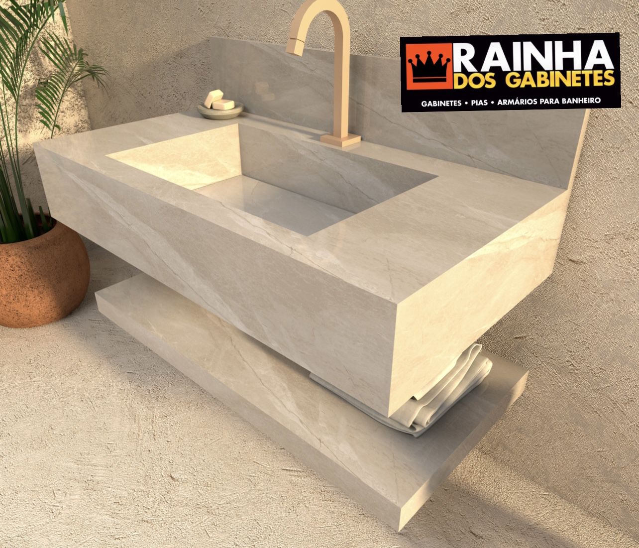 Pia de banheiro de porcelanato 60cm