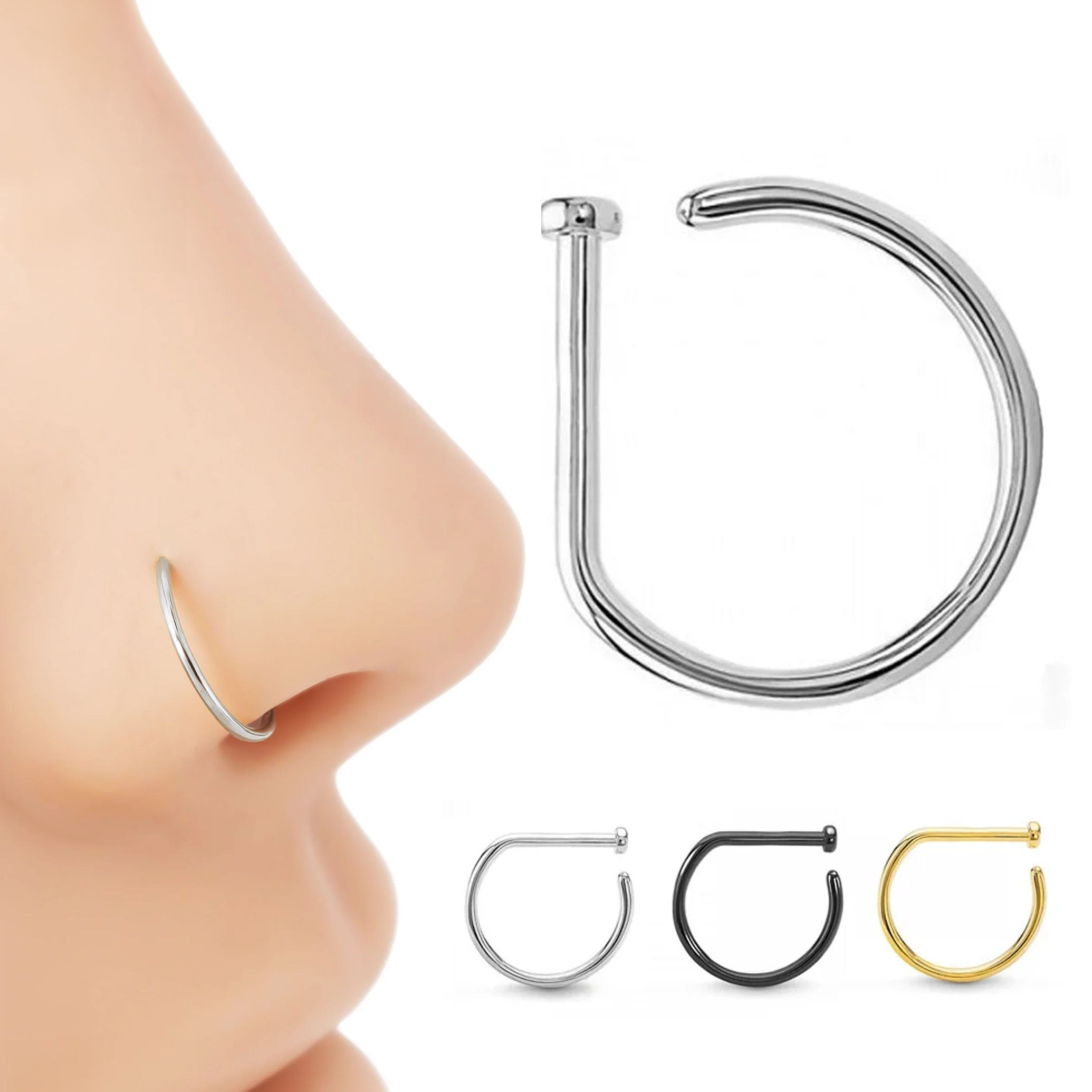 piercing argola nariz prata 925