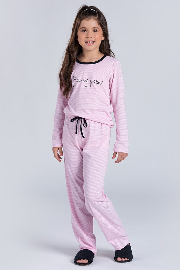 Pijama infantil feminino manga longa