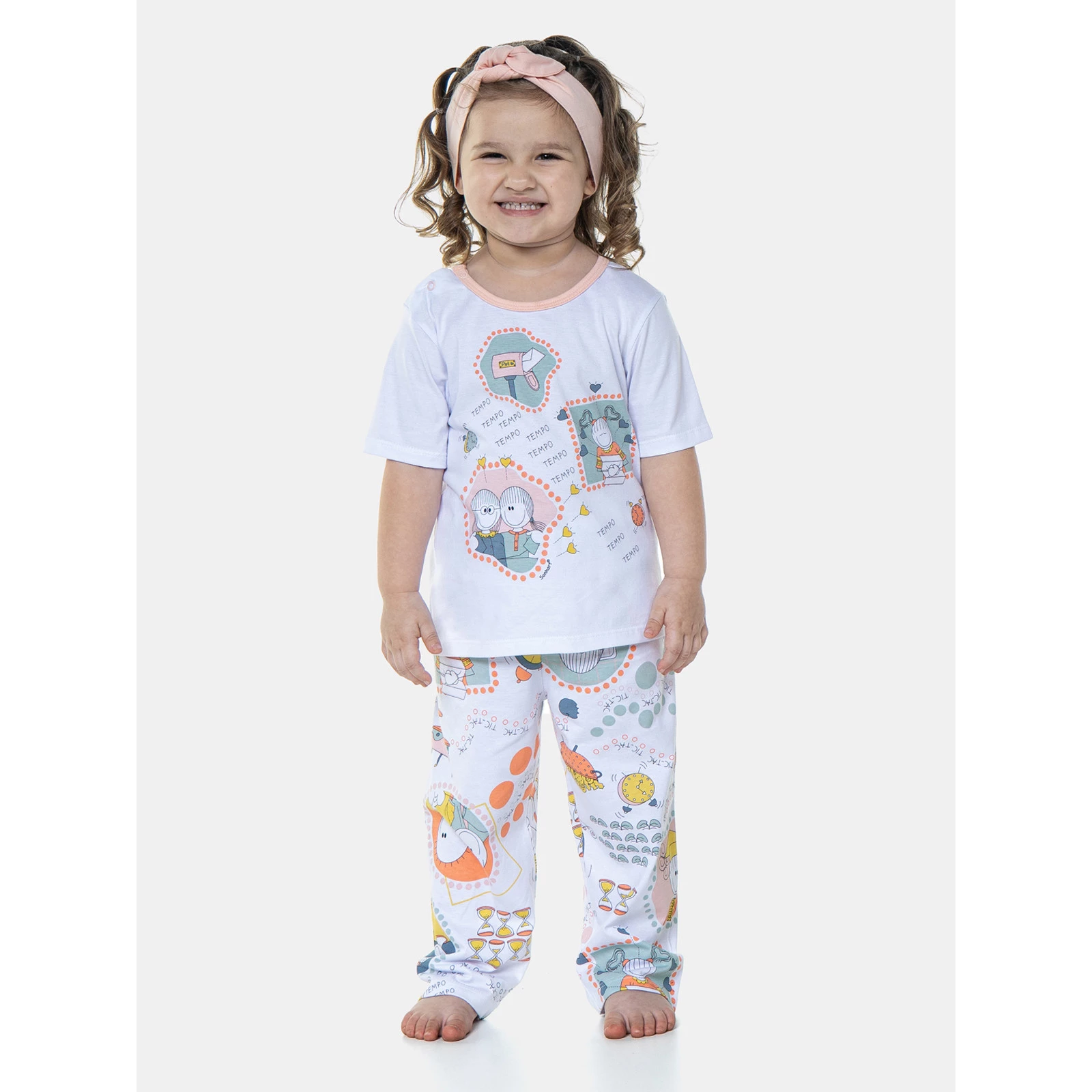 Pijama infantil feminino manga curta