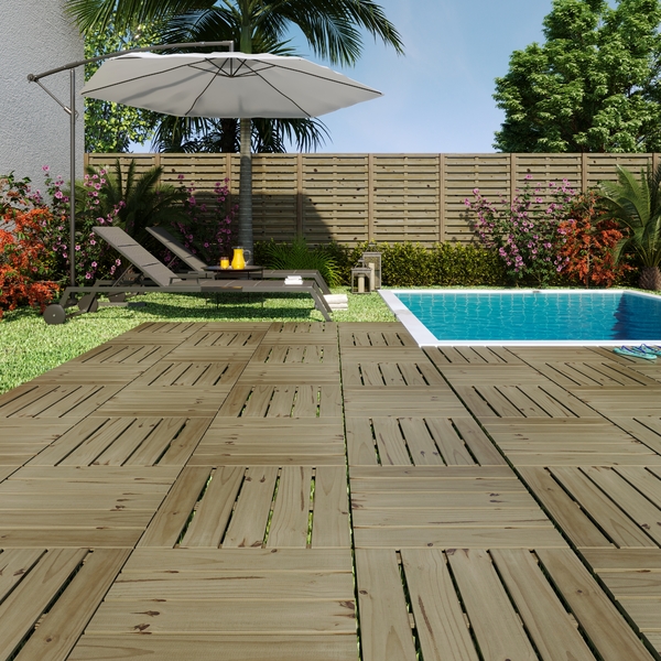 Construção de deck para piscina elevada