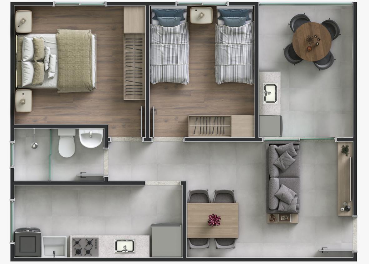 planta apartamento 2 quartos 60m2