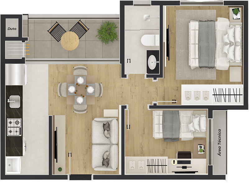 planta apartamento 2 quartos 90m2