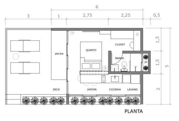 Chalé 1 quarto Steel Frame