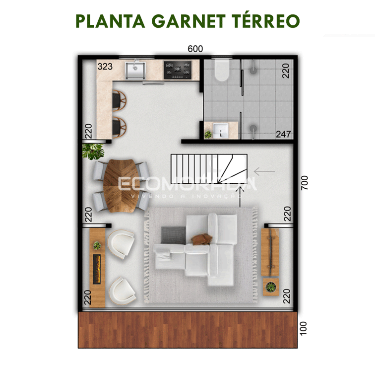 Chalé 1 quarto estilo A-Frame