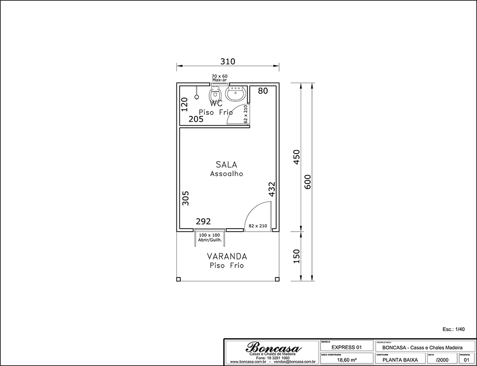 Chalé 1 quarto Steel Frame