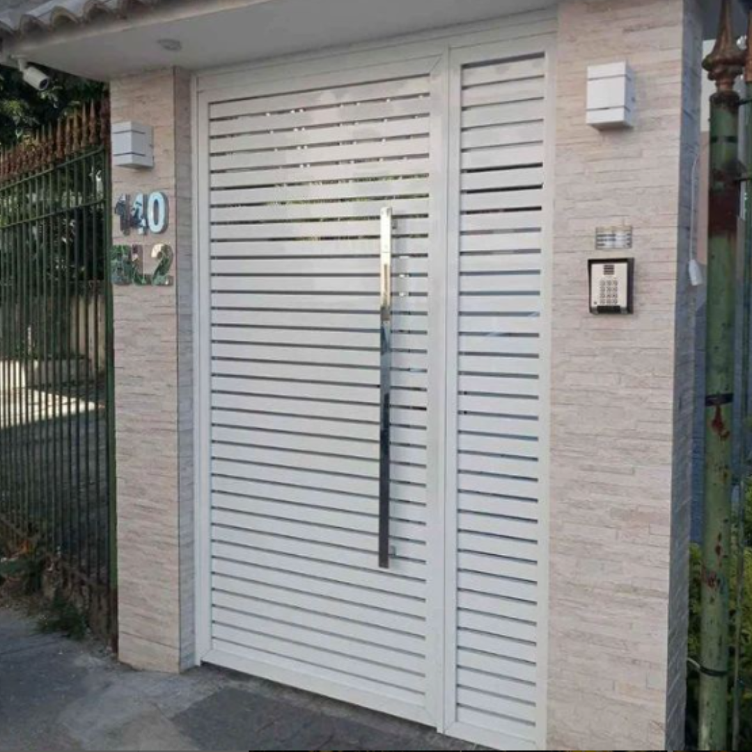 Portão de alumínio branco de correr