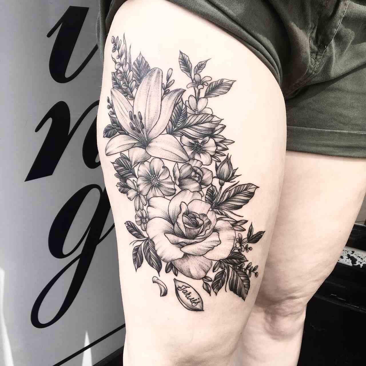 tatuagem coxa fechamento por sessão ou pacote